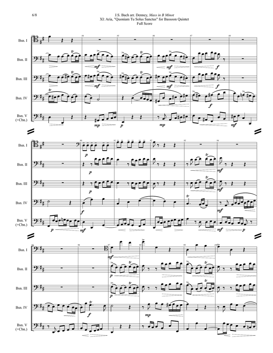 Bassoon Quintet: Bach Mass in B Minor, XI. Aria, 
