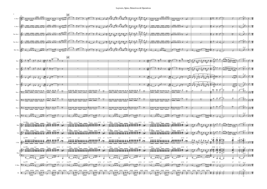Medley: Perry Mason Theme with Get Smart, 77 Sunset Strip, and Mission: Impossible Theme (Mission... Jazz Ensemble scores gallery preview page 2