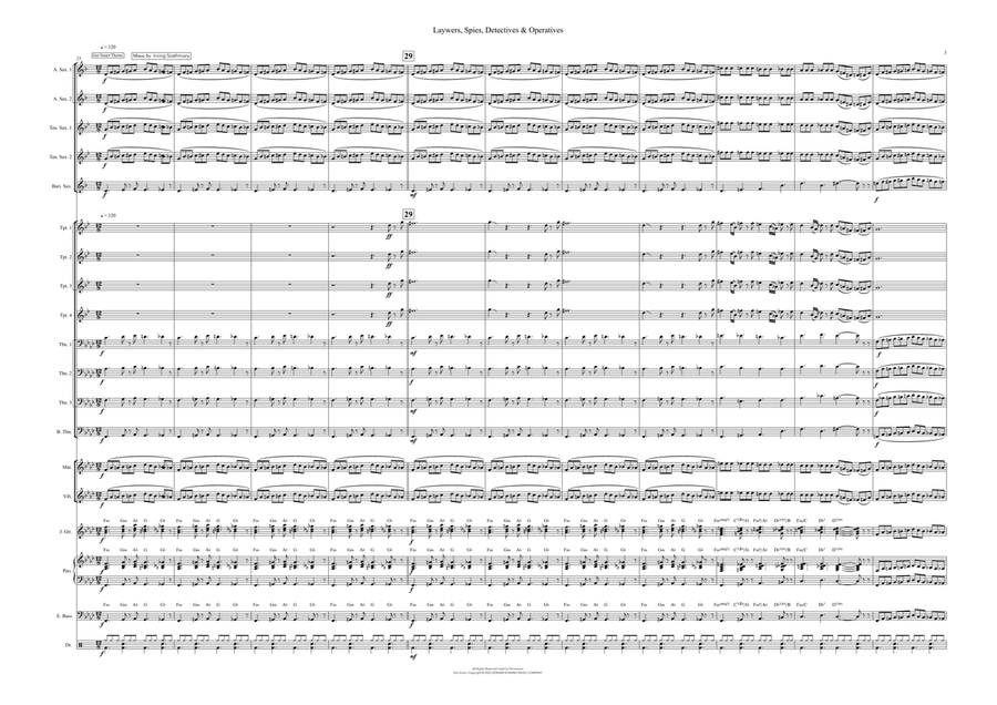 Medley: Perry Mason Theme with Get Smart, 77 Sunset Strip, and Mission: Impossible Theme (Mission... Jazz Ensemble scores gallery preview page 3