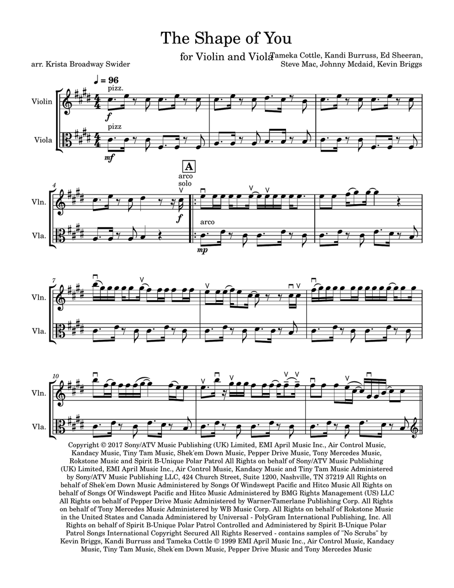 Shape Of You String Duet scores gallery preview page 1
