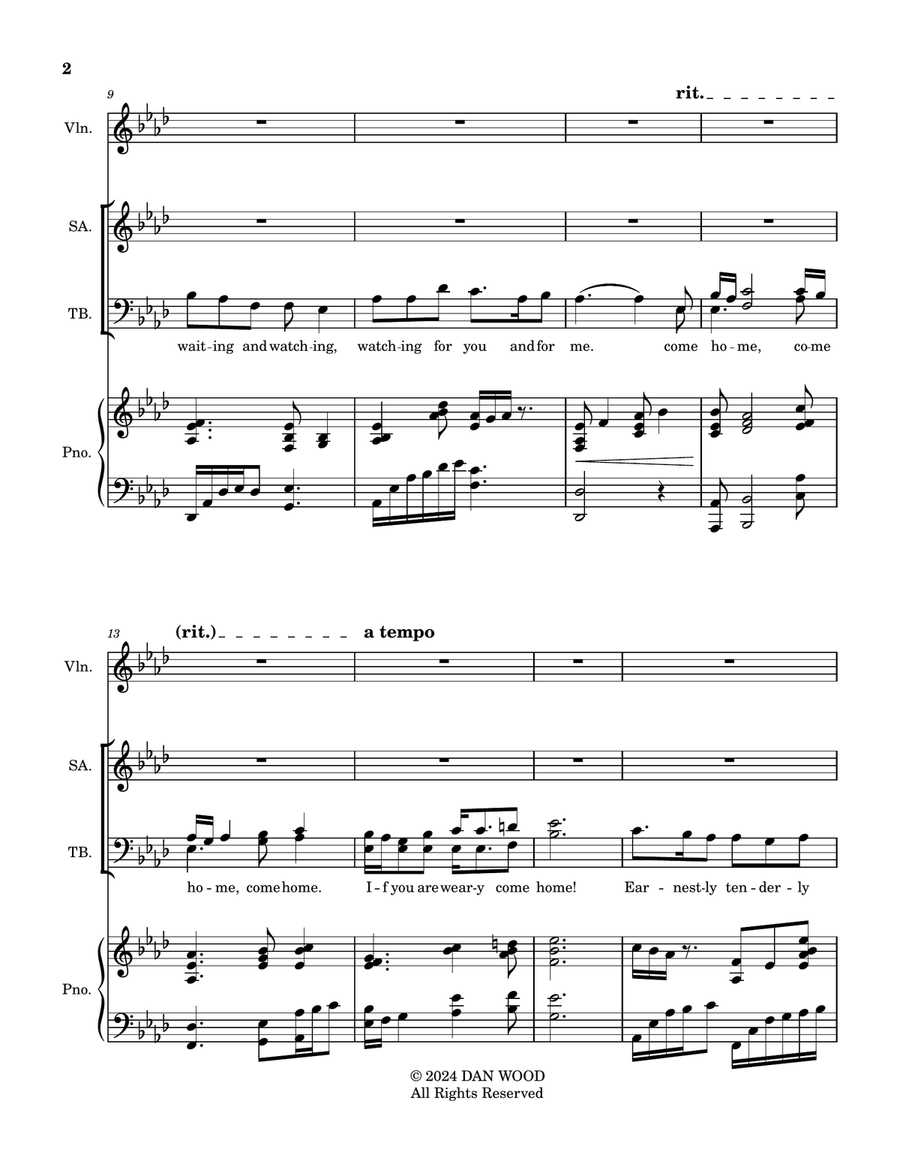 Softly, and Tenderly Jesus is Calling (SATB) 4-Part scores gallery preview page 2