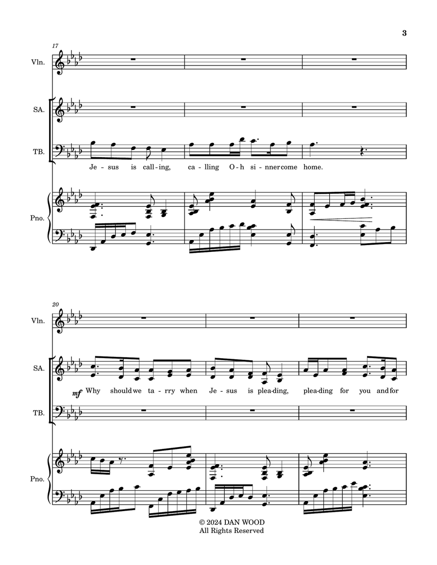 Softly, and Tenderly Jesus is Calling (SATB) 4-Part scores gallery preview page 3