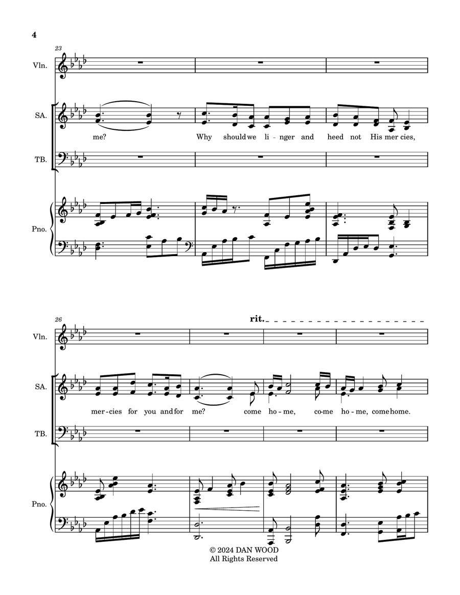 Softly, and Tenderly Jesus is Calling (SATB) 4-Part scores gallery preview page 4