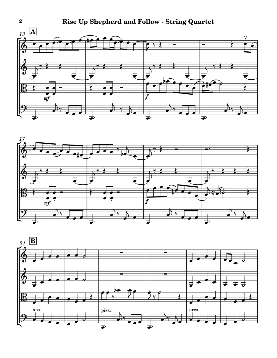 Rise Up Shepherd and Follow - String Quartet String Quartet scores gallery preview page 2