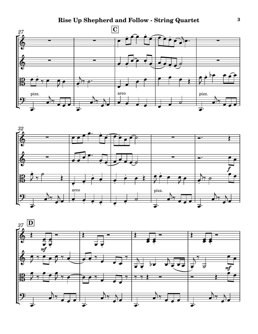 Rise Up Shepherd and Follow - String Quartet String Quartet scores gallery preview page 3