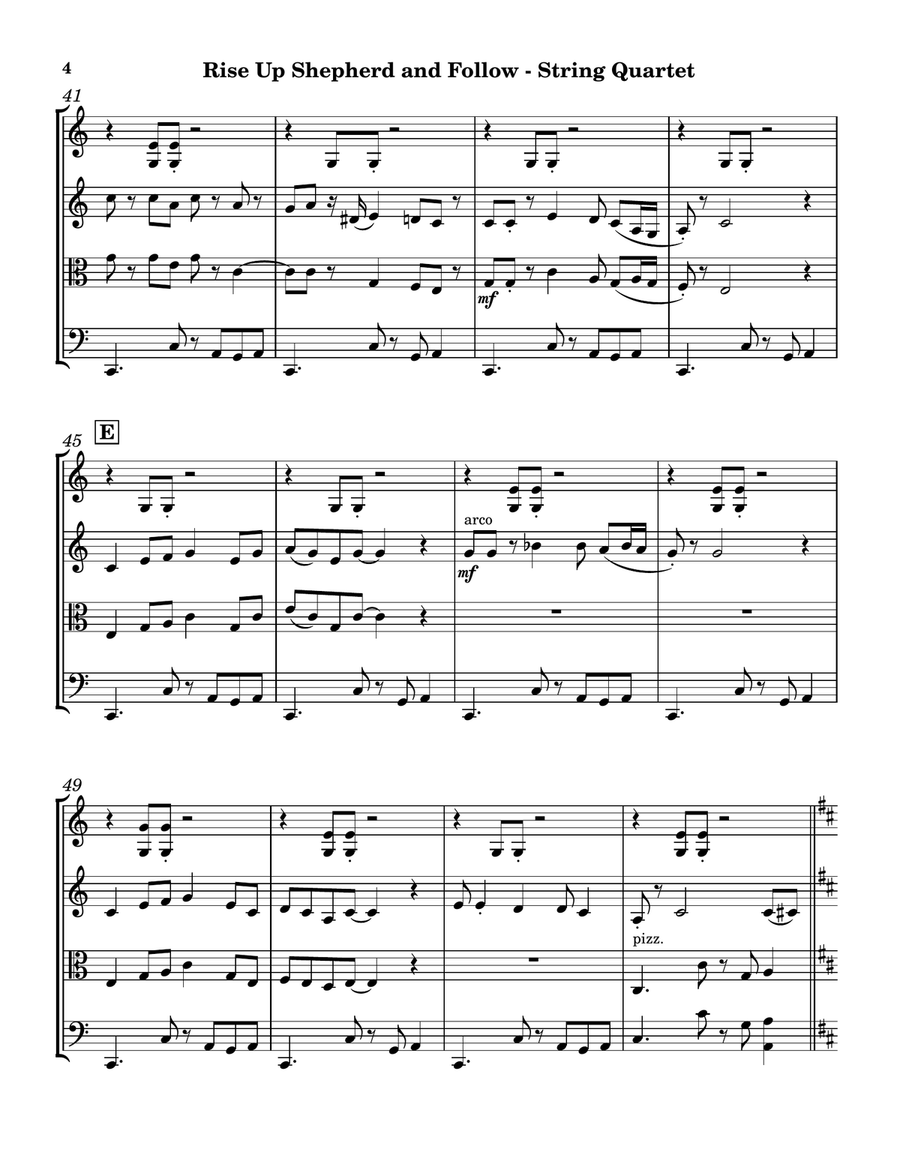 Rise Up Shepherd and Follow - String Quartet String Quartet scores gallery preview page 4