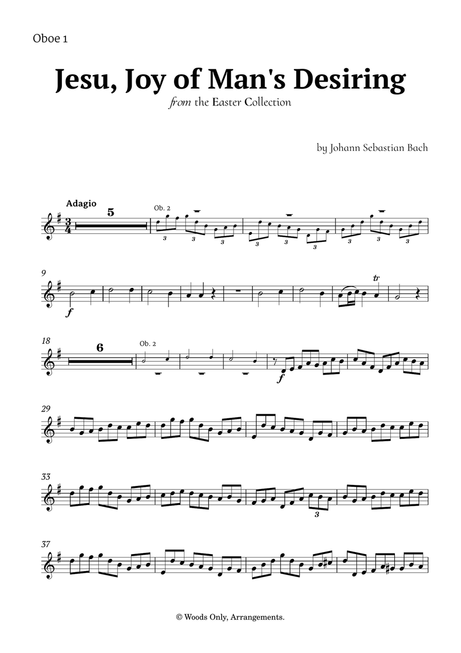 Jesu, Joy of Man's Desiring by Bach for Double Reed Quintet Woodwind Quintet scores gallery preview page 6