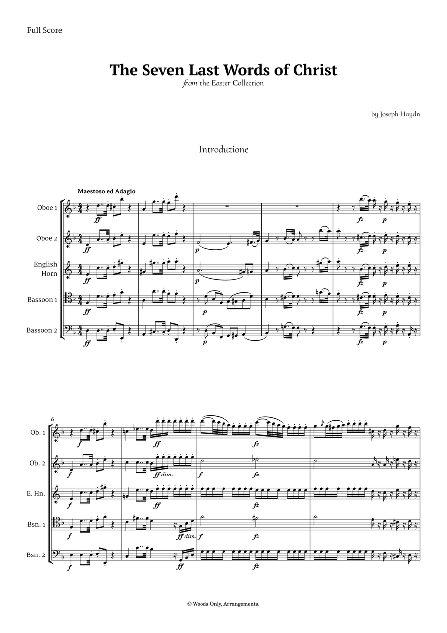 The Seven Last Words of Christ by Haydn for Double Reed Quintet Woodwind Quintet scores gallery preview page 1
