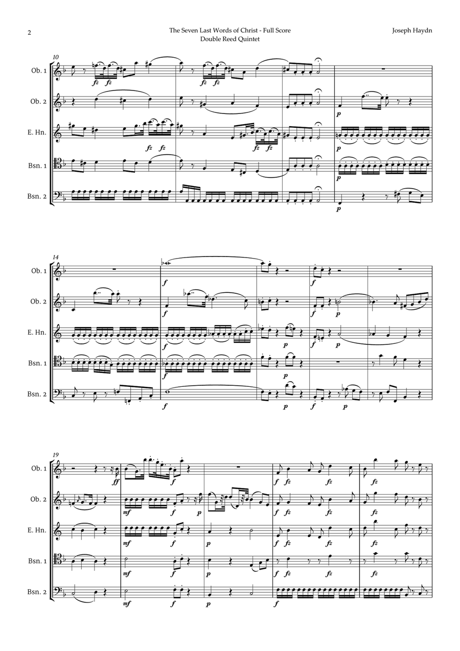 The Seven Last Words of Christ by Haydn for Double Reed Quintet Woodwind Quintet scores gallery preview page 2