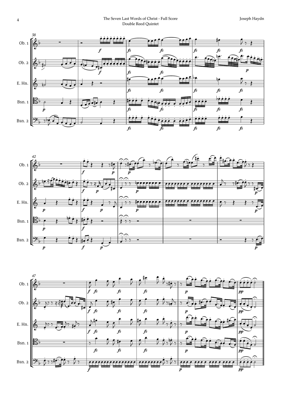 The Seven Last Words of Christ by Haydn for Double Reed Quintet Woodwind Quintet scores gallery preview page 4