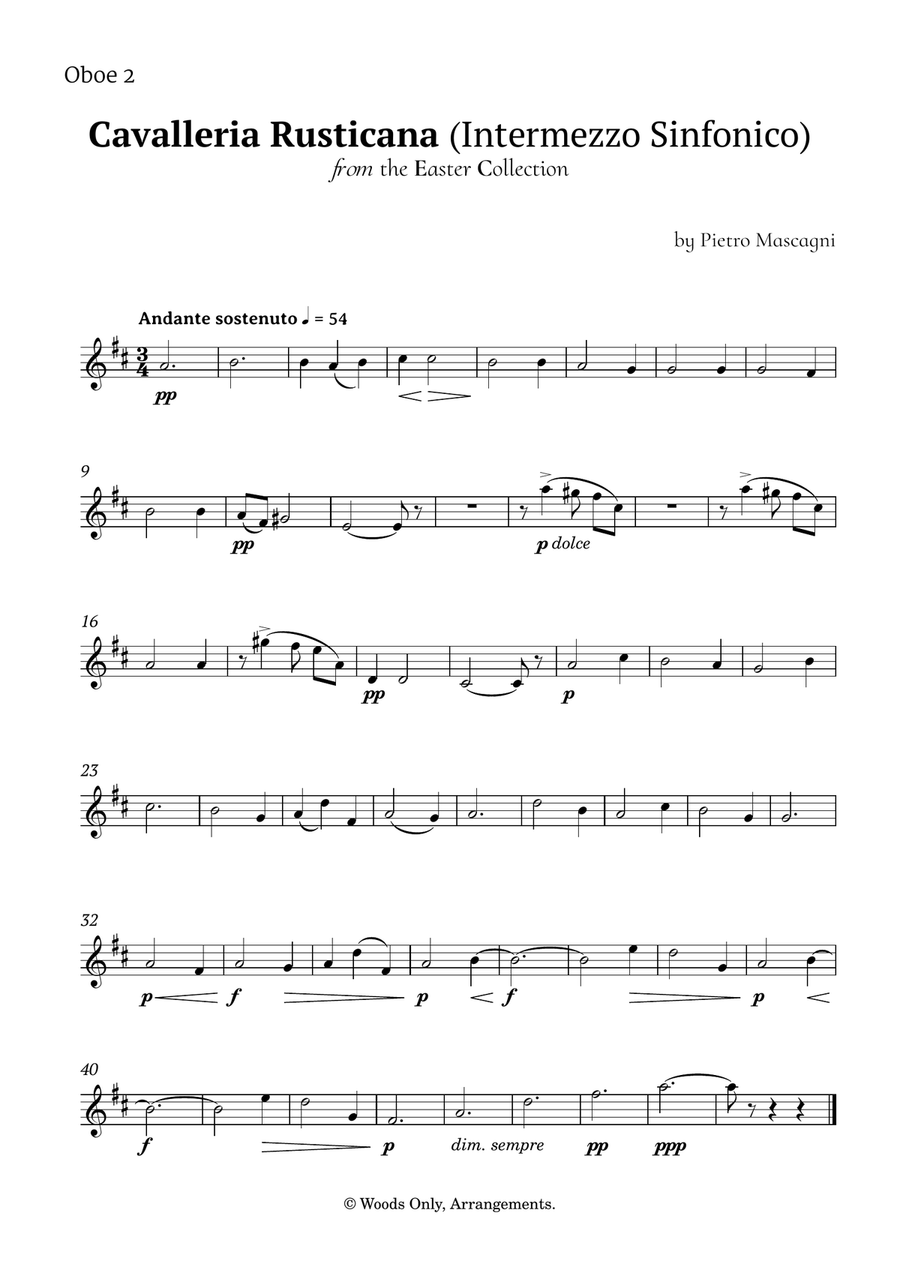 Intermezzo Sinfonico by Pietro Mascagni for Double Reed Quintet Woodwind Quintet scores gallery preview page 4