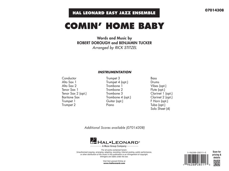 Comin' Home Baby (arr. Rick Stitzel) - Conductor Score (Full Score) Jazz Ensemble scores gallery preview page 1