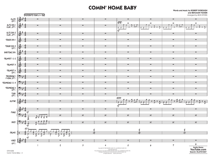 Comin' Home Baby (arr. Rick Stitzel) - Conductor Score (Full Score) Jazz Ensemble scores gallery preview page 2