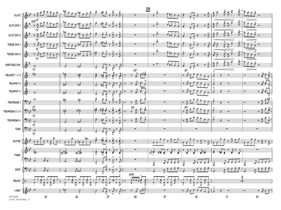 Comin' Home Baby (arr. Rick Stitzel) - Conductor Score (Full Score) Jazz Ensemble scores gallery preview page 5