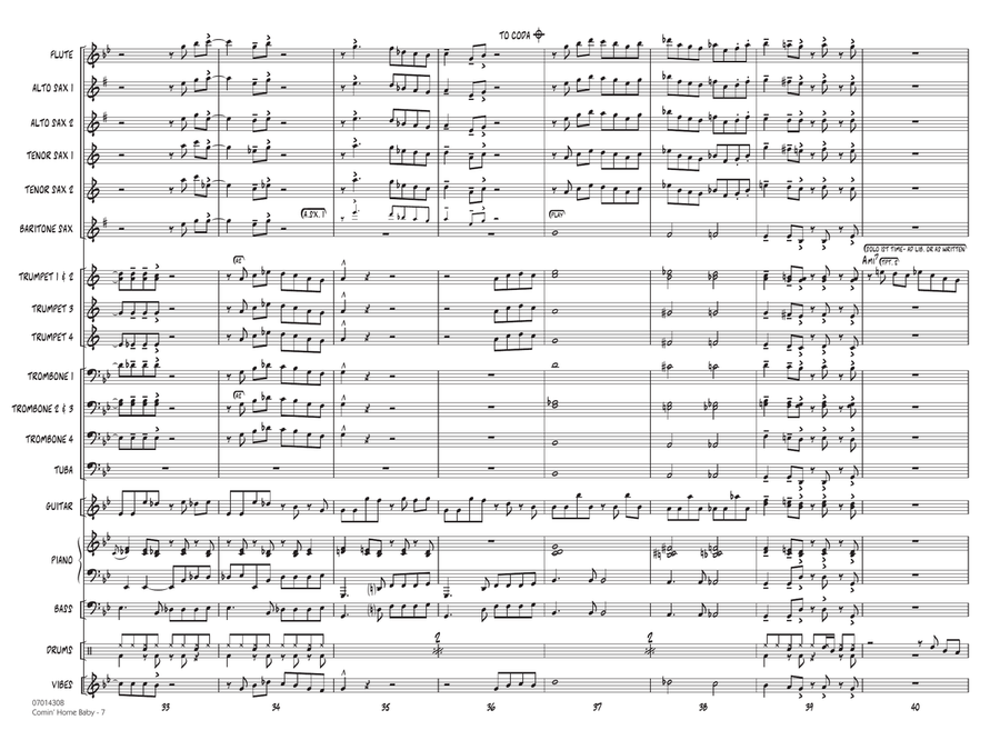 Comin' Home Baby (arr. Rick Stitzel) - Conductor Score (Full Score) Jazz Ensemble scores gallery preview page 6