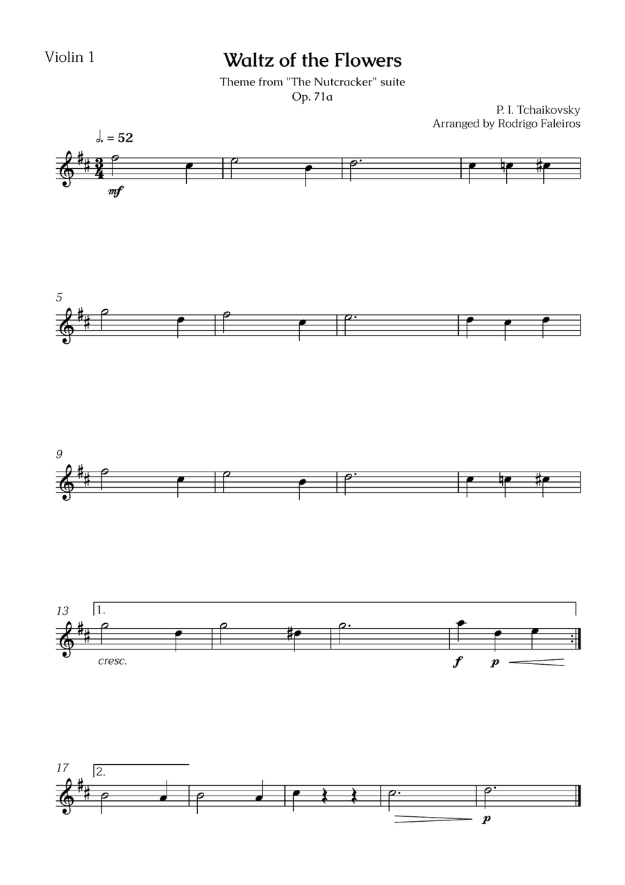 Waltz of the Flowers (2 violins) - for beginners String Duet scores gallery preview page 2