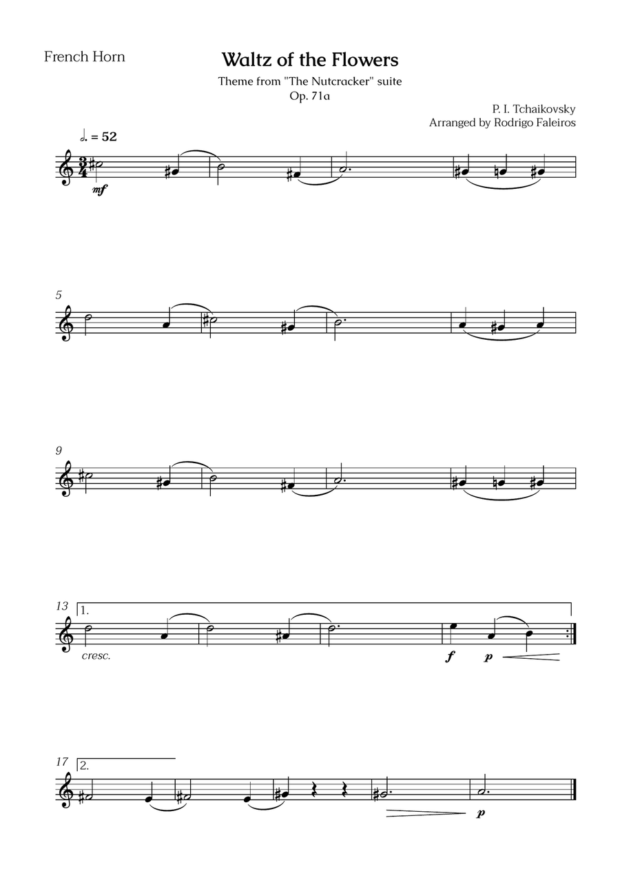 Waltz of the Flowers (french horn and trombone) - for beginners (with chords) Brass Duet scores gallery preview page 2