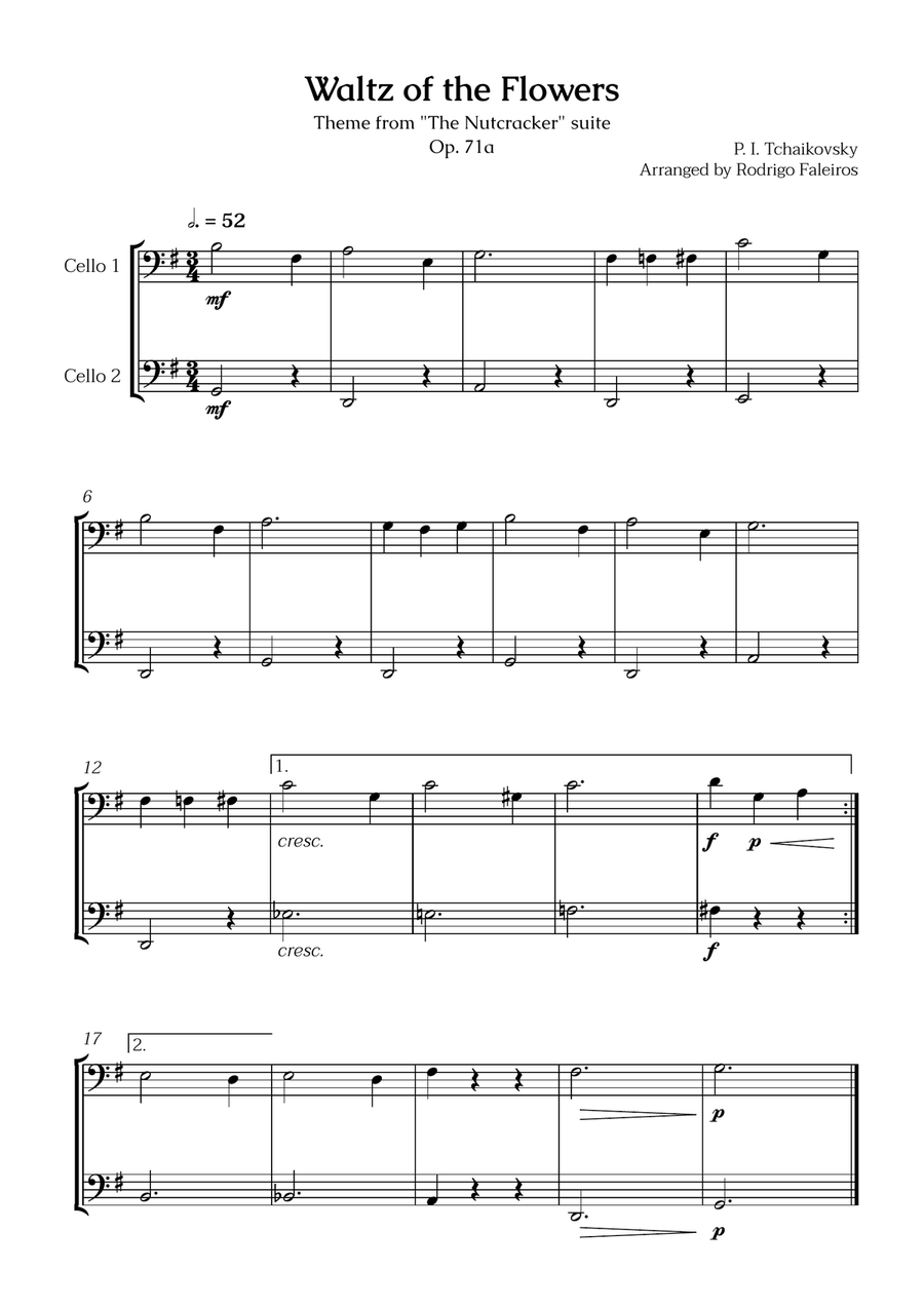 Waltz of the Flowers (2 cellos) - for beginners String Duet scores gallery preview page 1