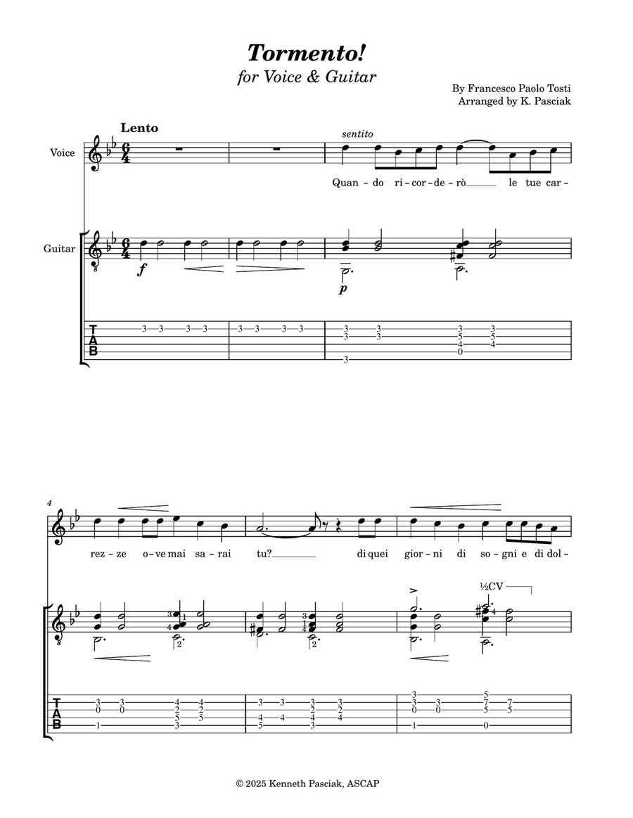 Tormento! (for Voice & Guitar) Chamber Music scores gallery preview page 3