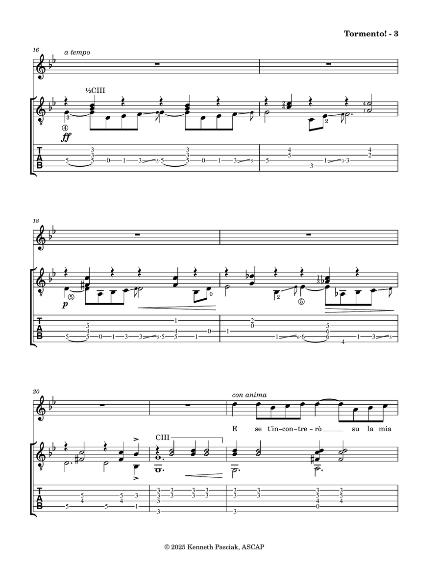 Tormento! (for Voice & Guitar) Chamber Music scores gallery preview page 5
