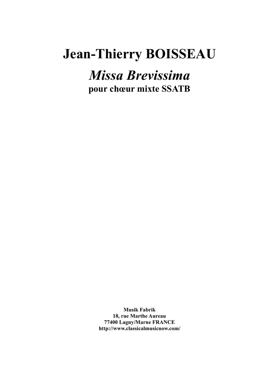 Missa Brevissima for SSATB mixed chorus Divisi scores gallery preview page 1