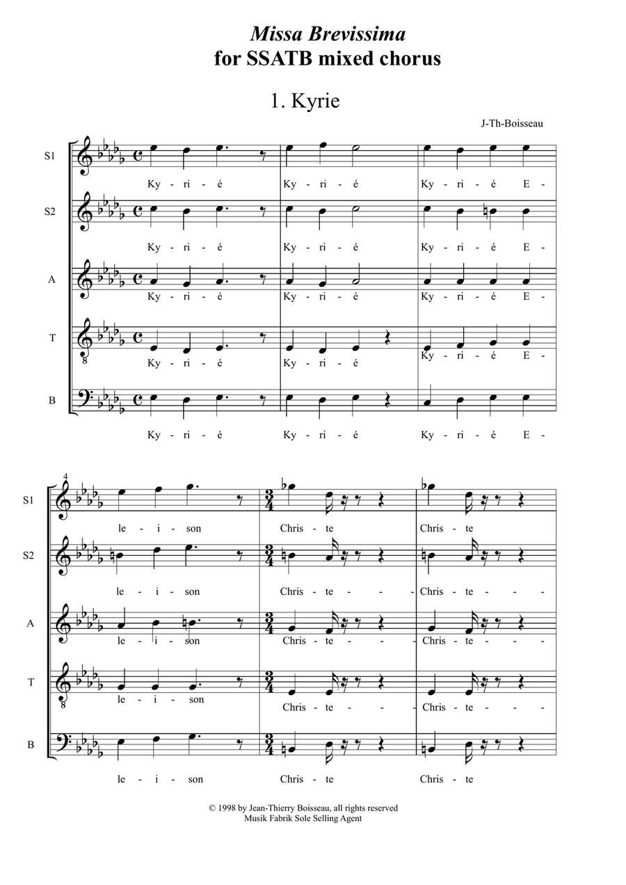 Missa Brevissima for SSATB mixed chorus Divisi scores gallery preview page 2