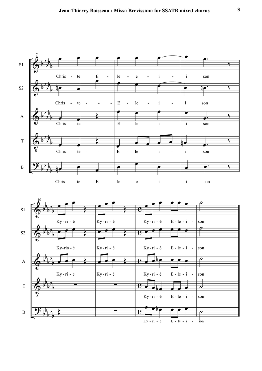 Missa Brevissima for SSATB mixed chorus Divisi scores gallery preview page 3