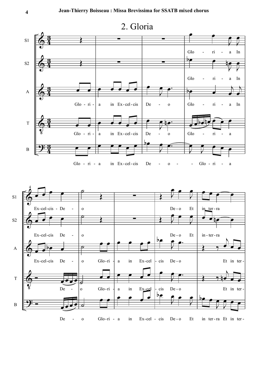 Missa Brevissima for SSATB mixed chorus Divisi scores gallery preview page 4
