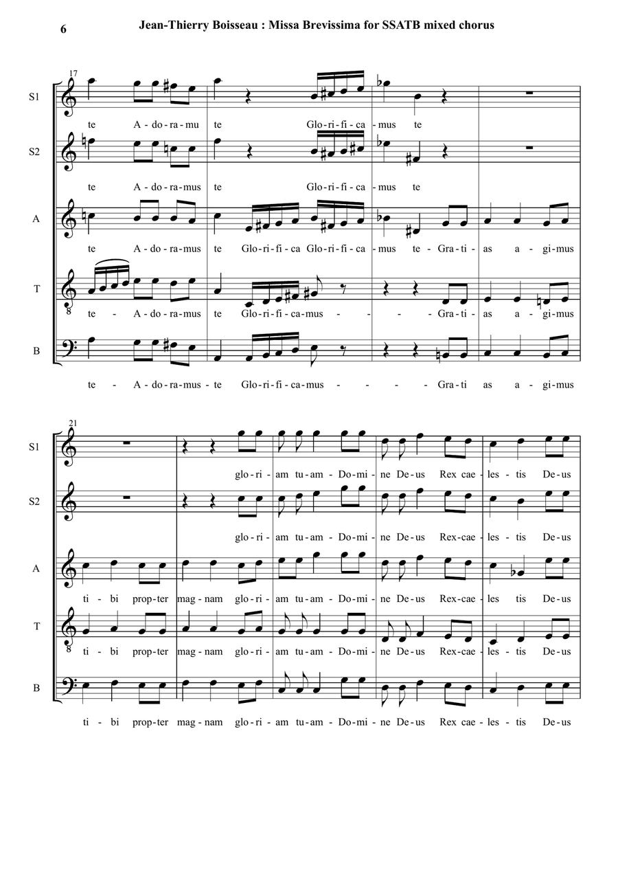 Missa Brevissima for SSATB mixed chorus Divisi scores gallery preview page 6