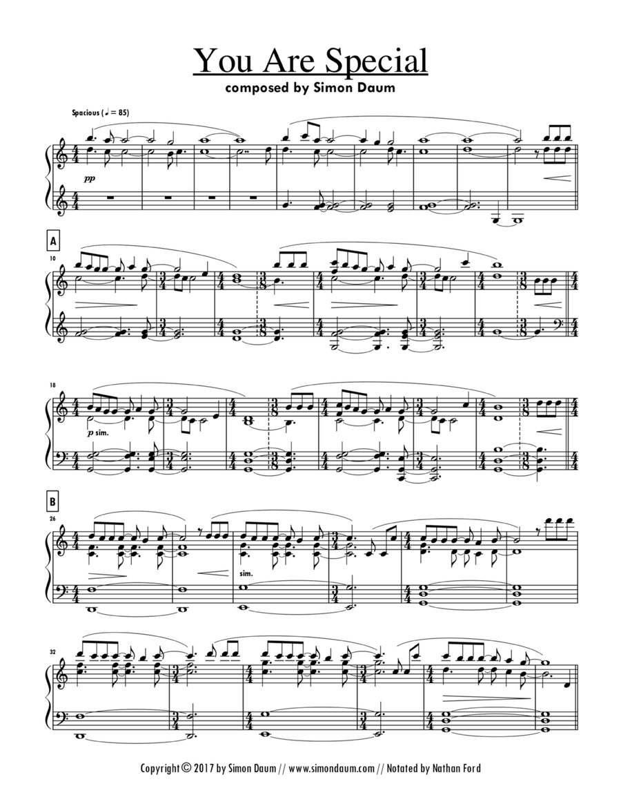 You are Special You are Special Piano Solo scores gallery preview page 1