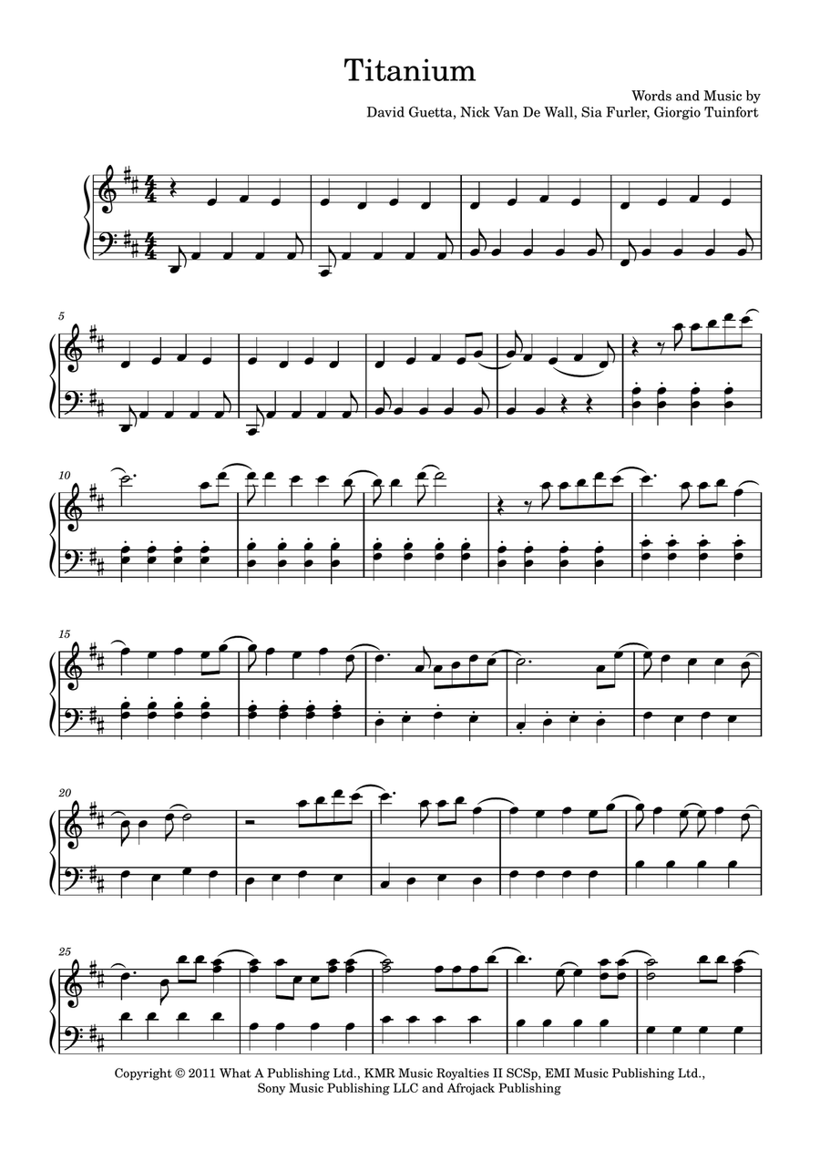 Titanium Easy Piano scores gallery preview page 1