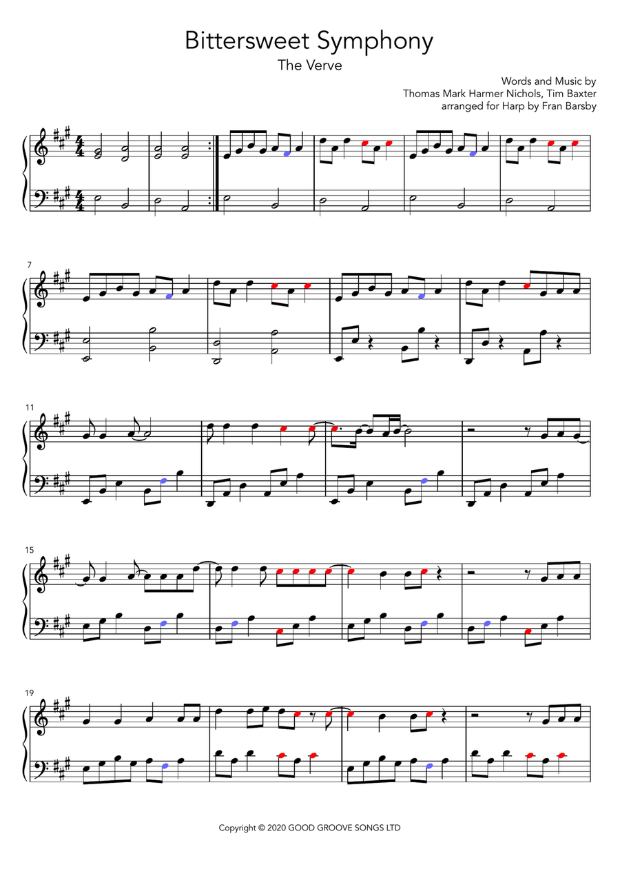 Bittersweet Symphony Bittersweet Symphony Celtic Harp scores gallery preview page 1