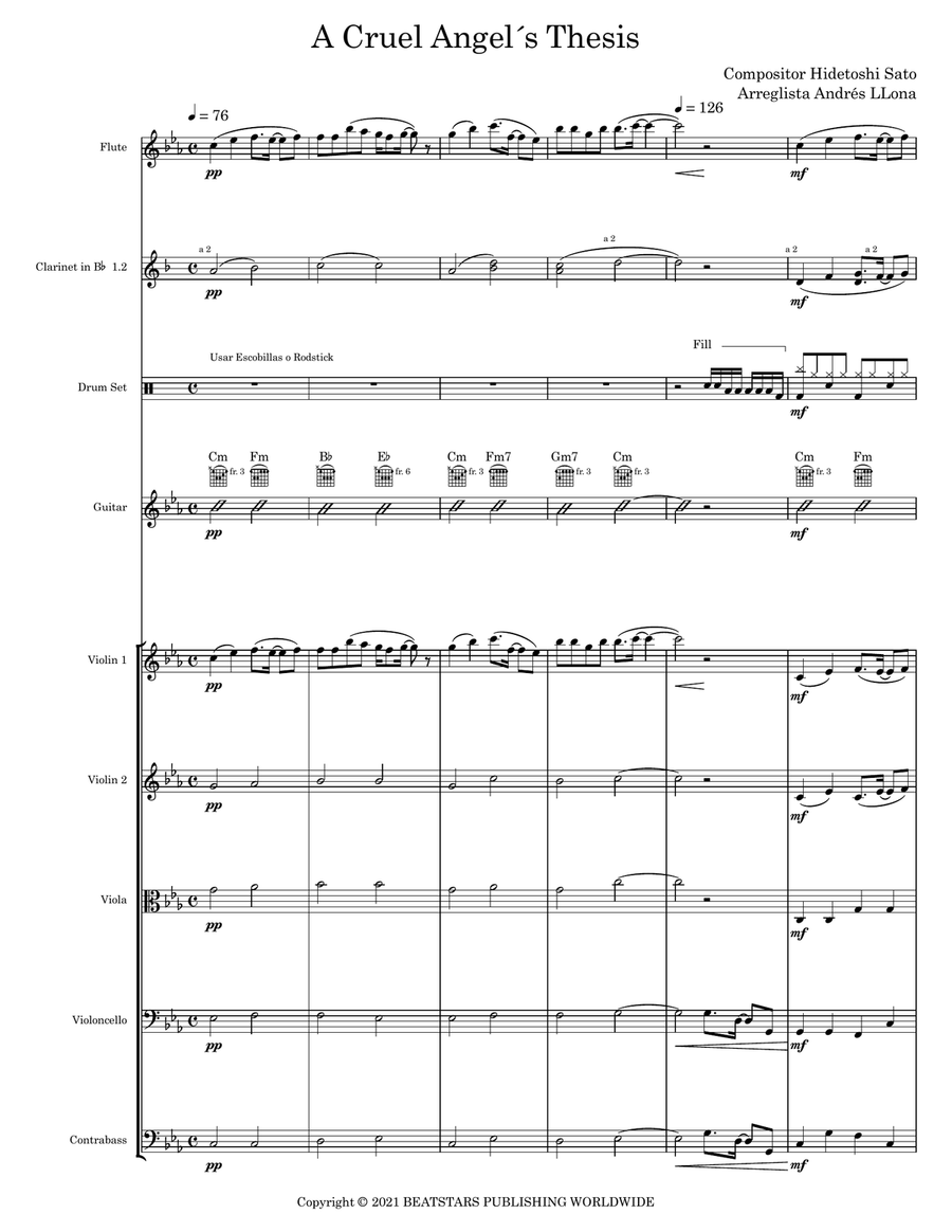 A Cruel Angel S Thesis 8 Bit Full Orchestra scores gallery preview page 1