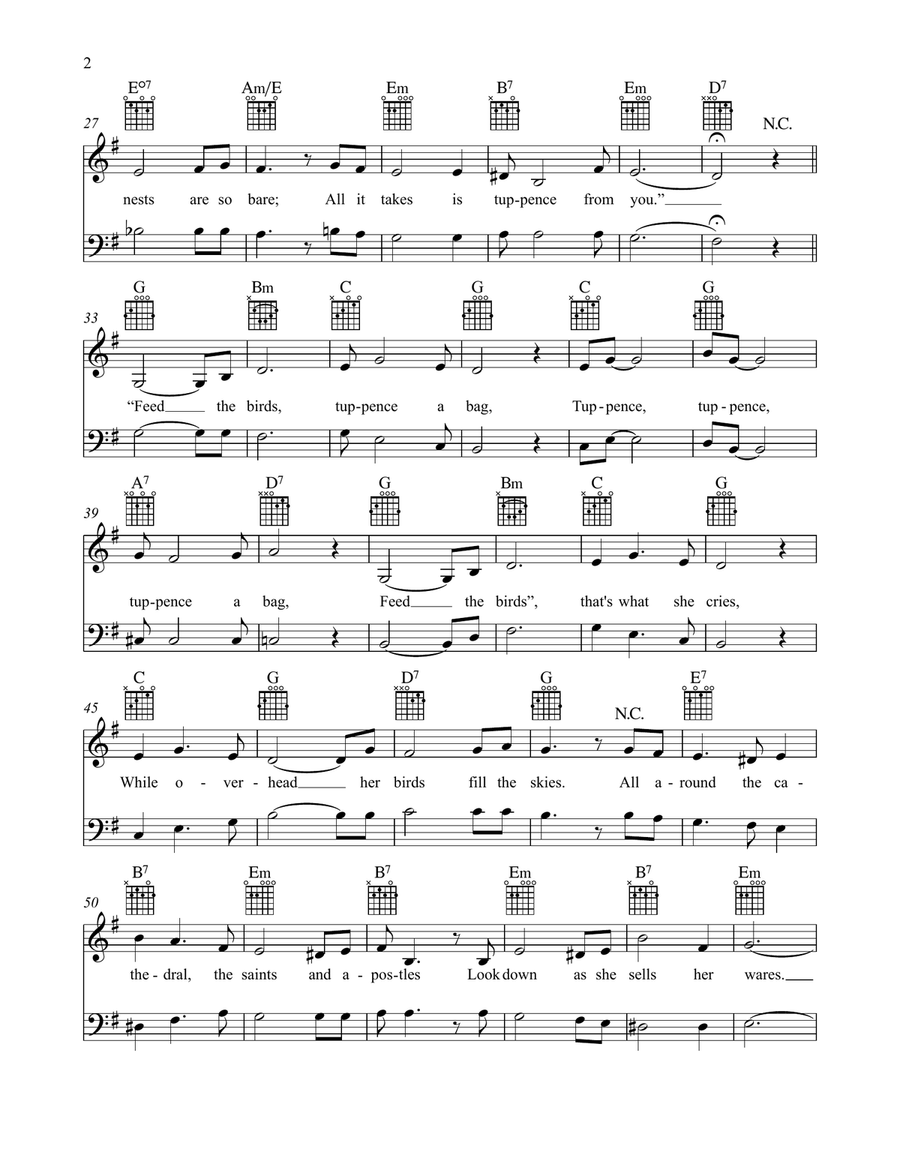 Feed The Birds (Tuppence A Bag) Piano scores gallery preview page 3