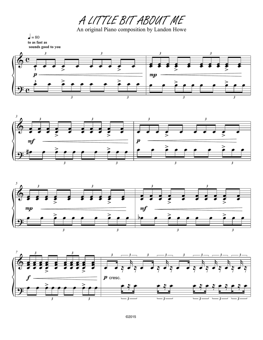 A Little Bit About Me A Little Bit About Me Piano Solo scores gallery preview page 1