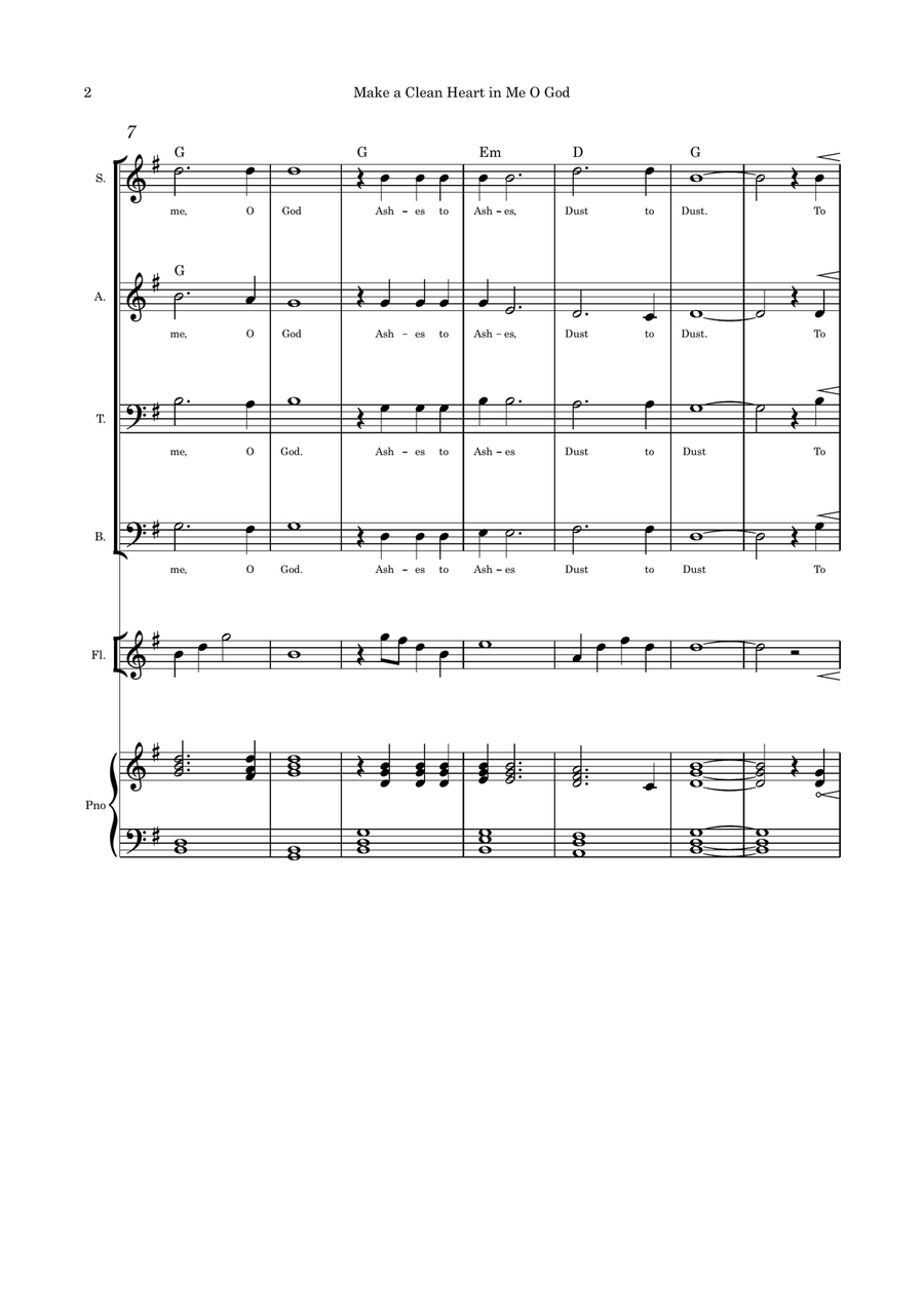 Make a Clean Heart in Me O God SATB flute and piano 4-Part scores gallery preview page 2