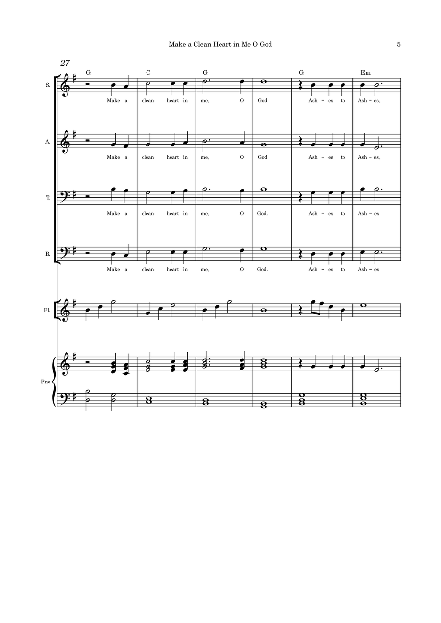Make a Clean Heart in Me O God SATB flute and piano 4-Part scores gallery preview page 5