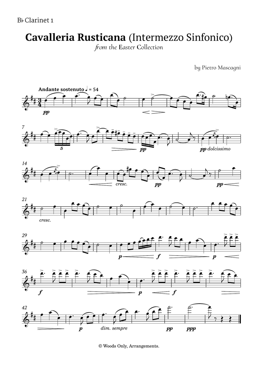 Intermezzo Sinfonico by Pietro Mascagni for Clarinet Quintet Clarinet Quintet scores gallery preview page 3