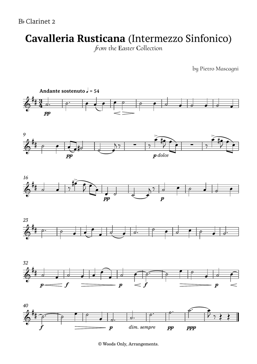 Intermezzo Sinfonico by Pietro Mascagni for Clarinet Quintet Clarinet Quintet scores gallery preview page 4