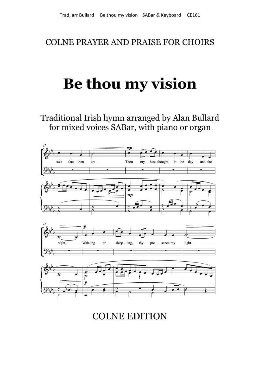 Be thou my vision (arranged for SABar and keyboard) 3-Part scores gallery preview page 1