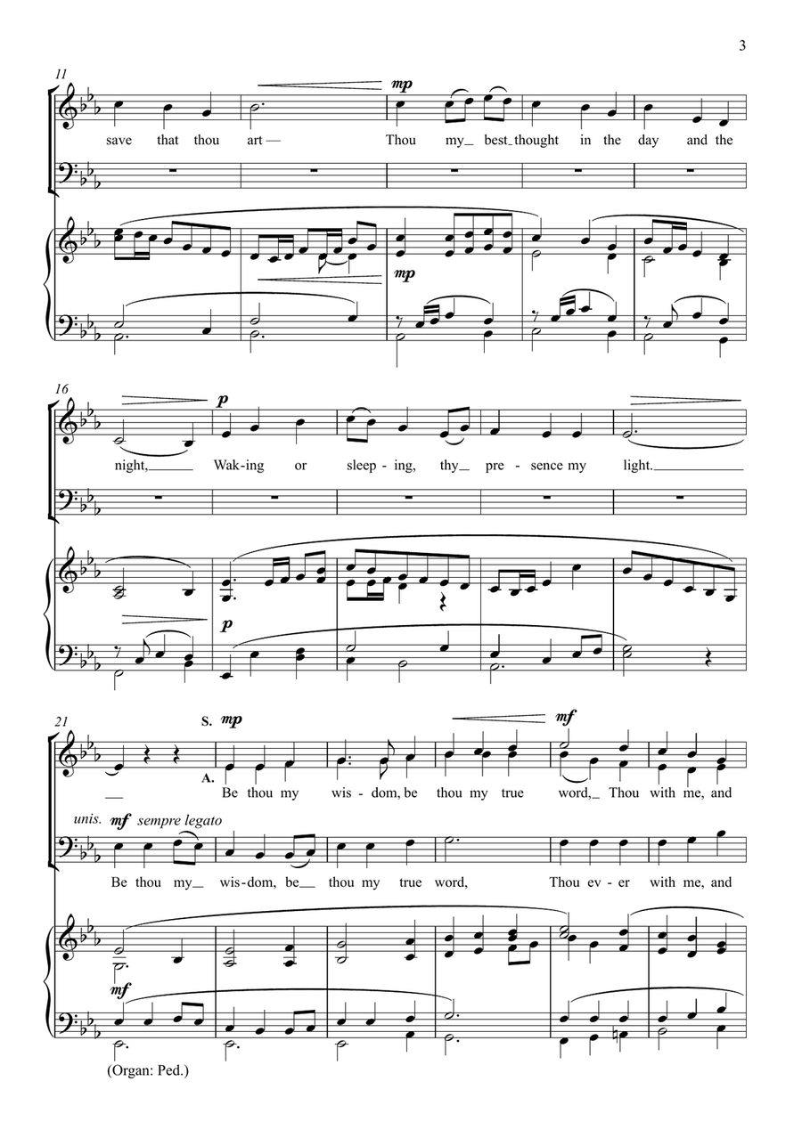 Be thou my vision (arranged for SABar and keyboard) 3-Part scores gallery preview page 4