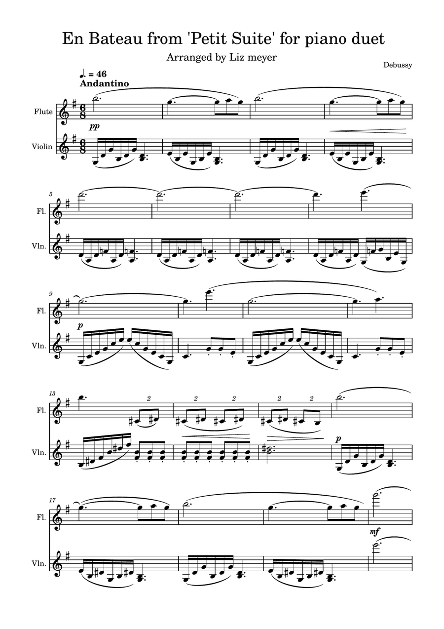 En Bateau from 'Petit Suite' Flute scores gallery preview page 1
