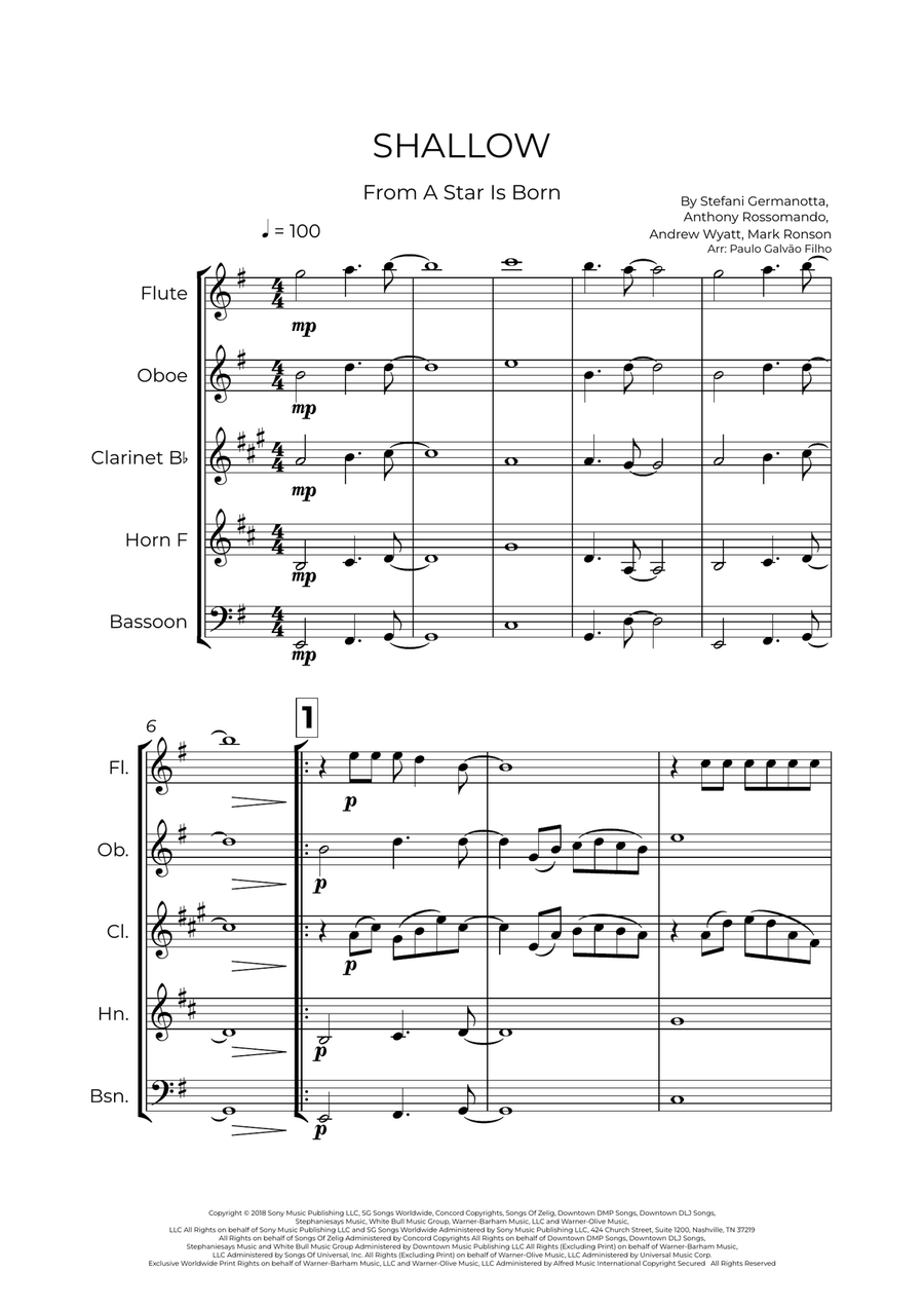 Shallow Shallow Woodwind Quintet scores gallery preview page 2
