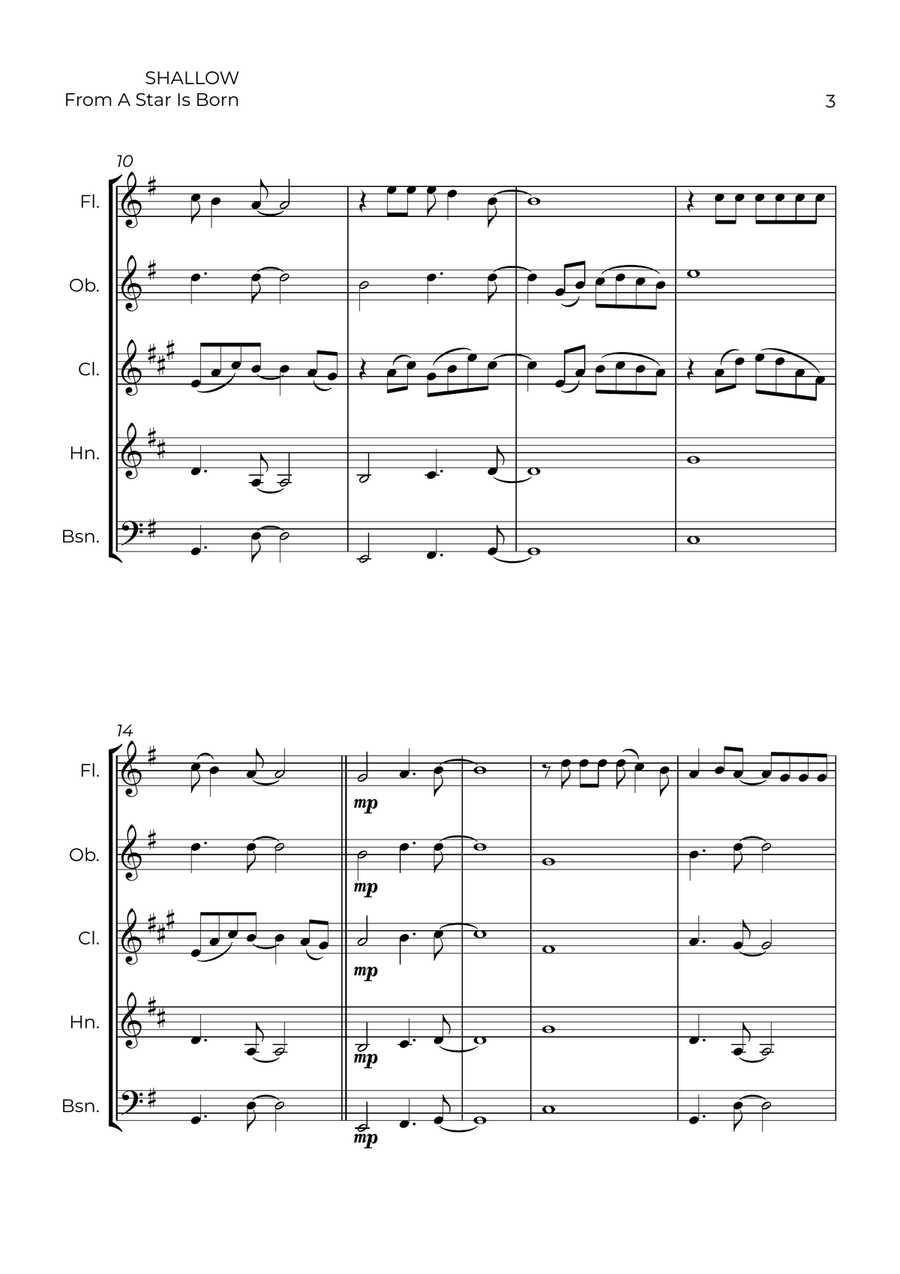 Shallow Shallow Woodwind Quintet scores gallery preview page 3