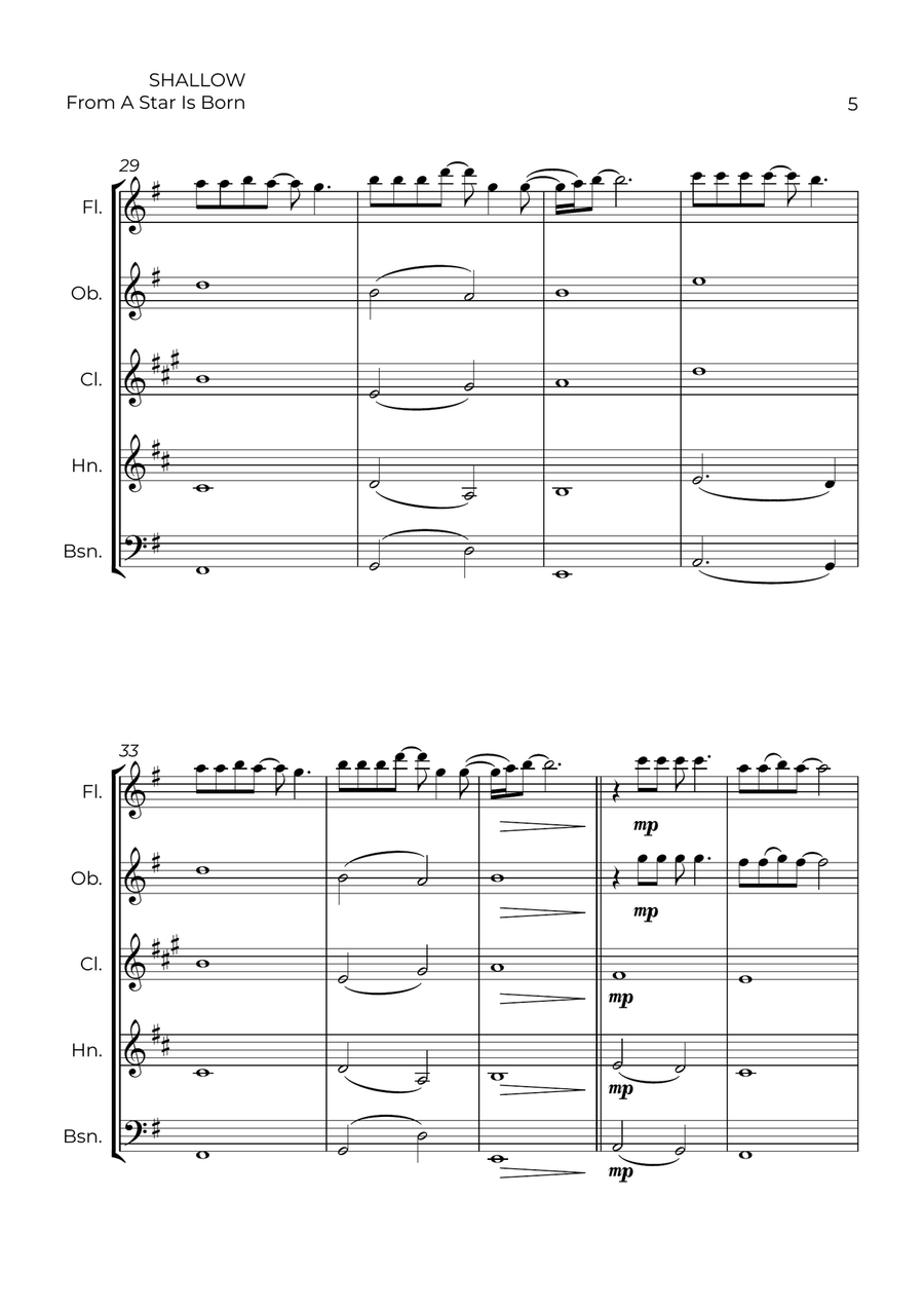 Shallow Shallow Woodwind Quintet scores gallery preview page 5