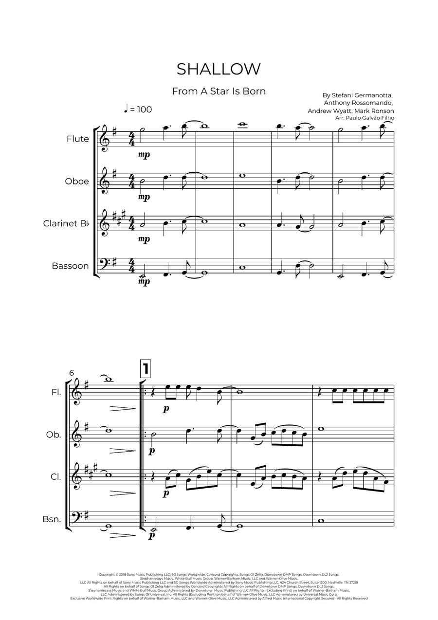 Shallow Shallow Woodwind Quartet scores gallery preview page 2