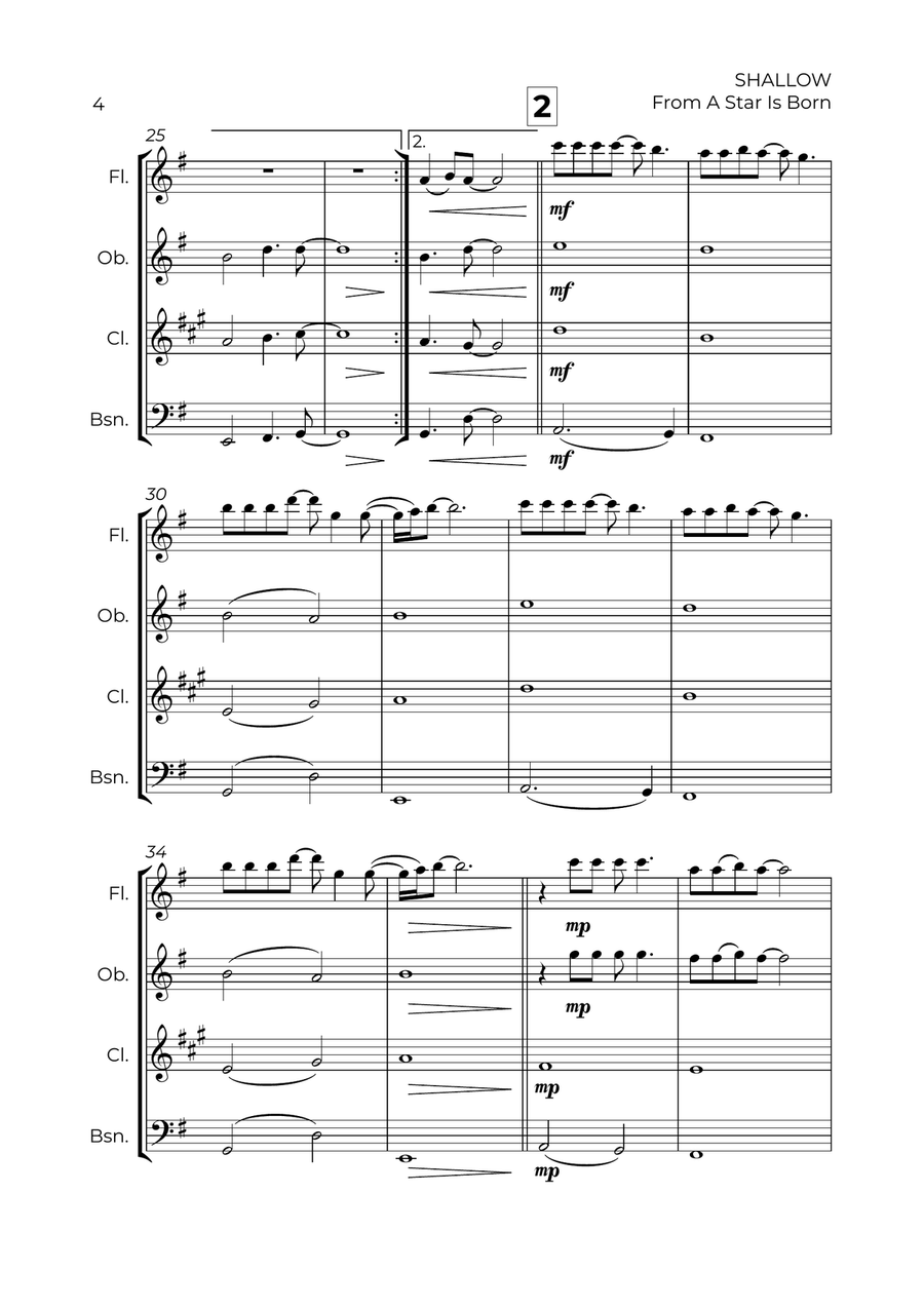 Shallow Shallow Woodwind Quartet scores gallery preview page 4