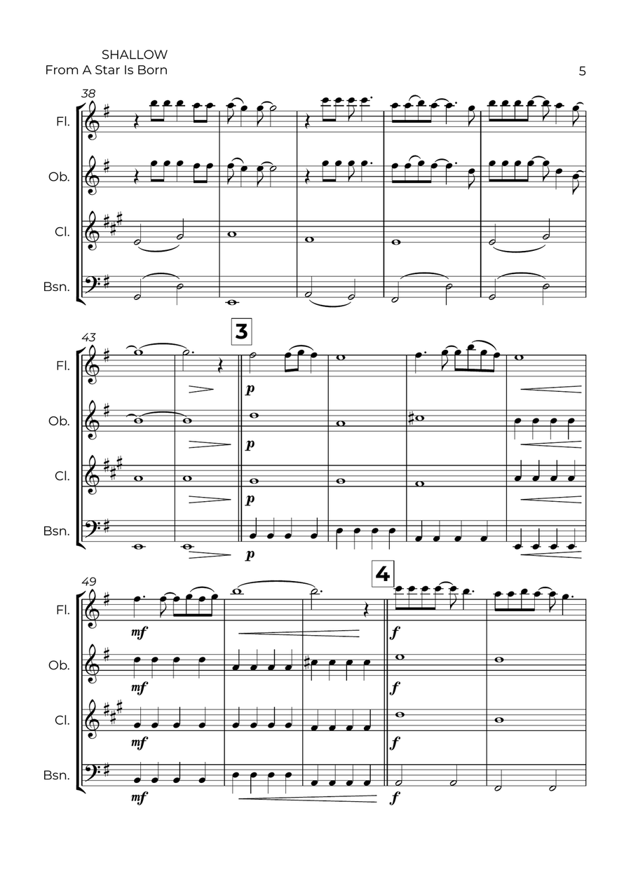 Shallow Shallow Woodwind Quartet scores gallery preview page 5