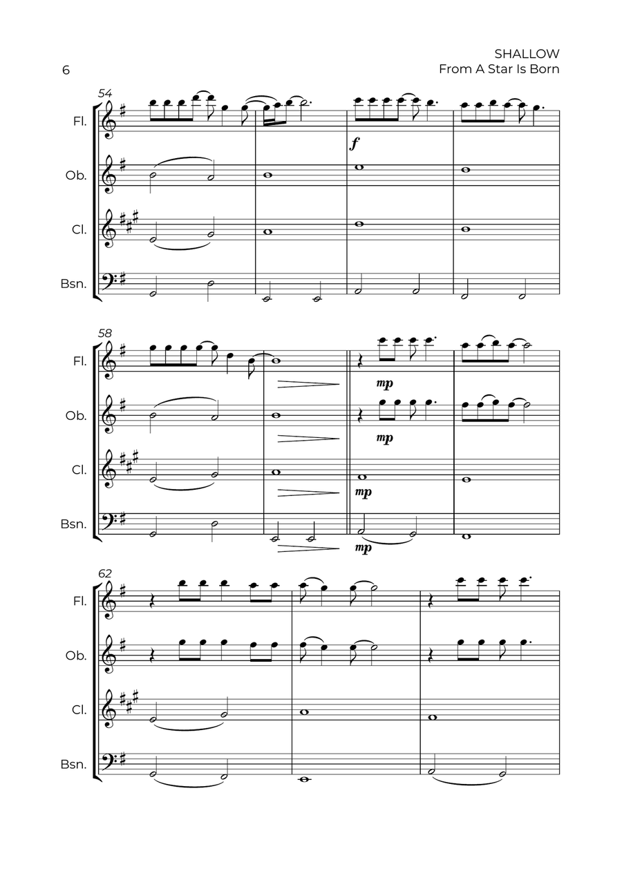 Shallow Shallow Woodwind Quartet scores gallery preview page 6