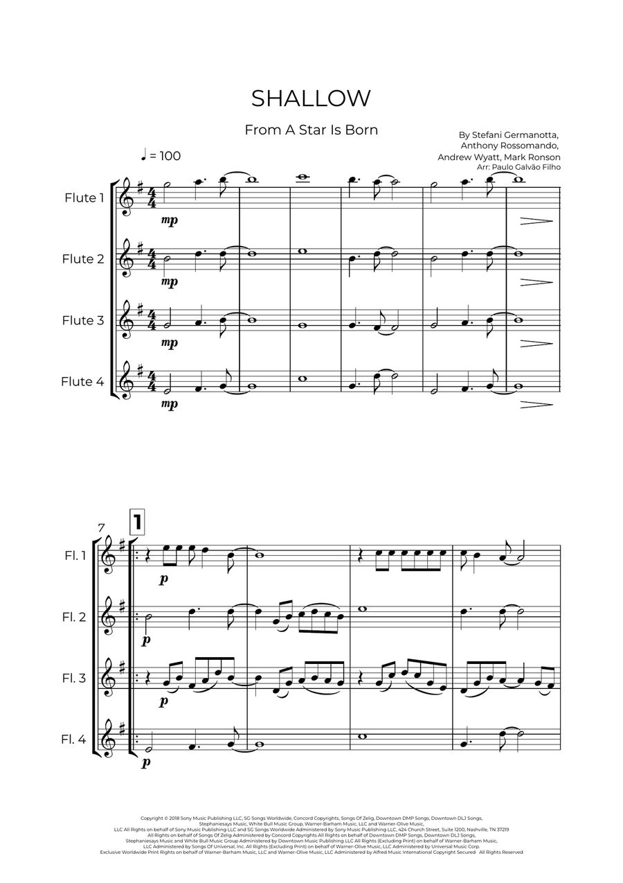Shallow Shallow Flute Quartet scores gallery preview page 2